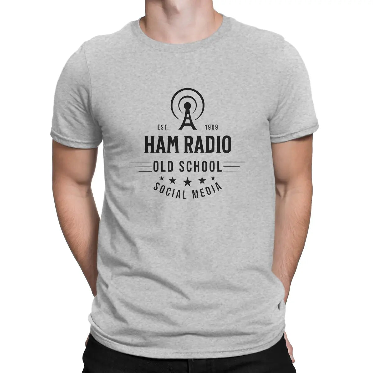 OLD School T-Shirts for Men Ham Radio Operator Funny 100% Cotton Tees O Neck Short Sleeve T Shirts Graphic Tops