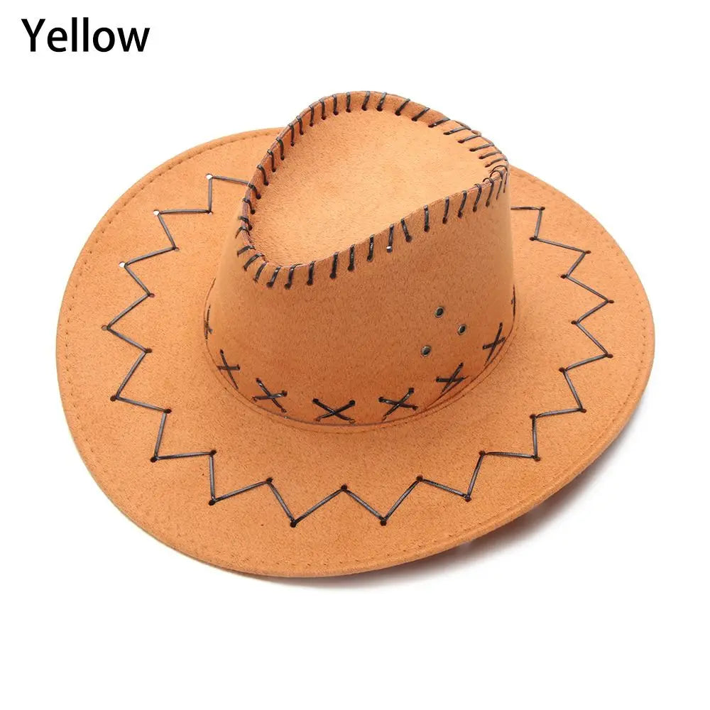 Vintage Wide Brim Cowboy Hat Women Men Dress Dance Party Stage Performance Jazz Cap Panama Fedora Hat