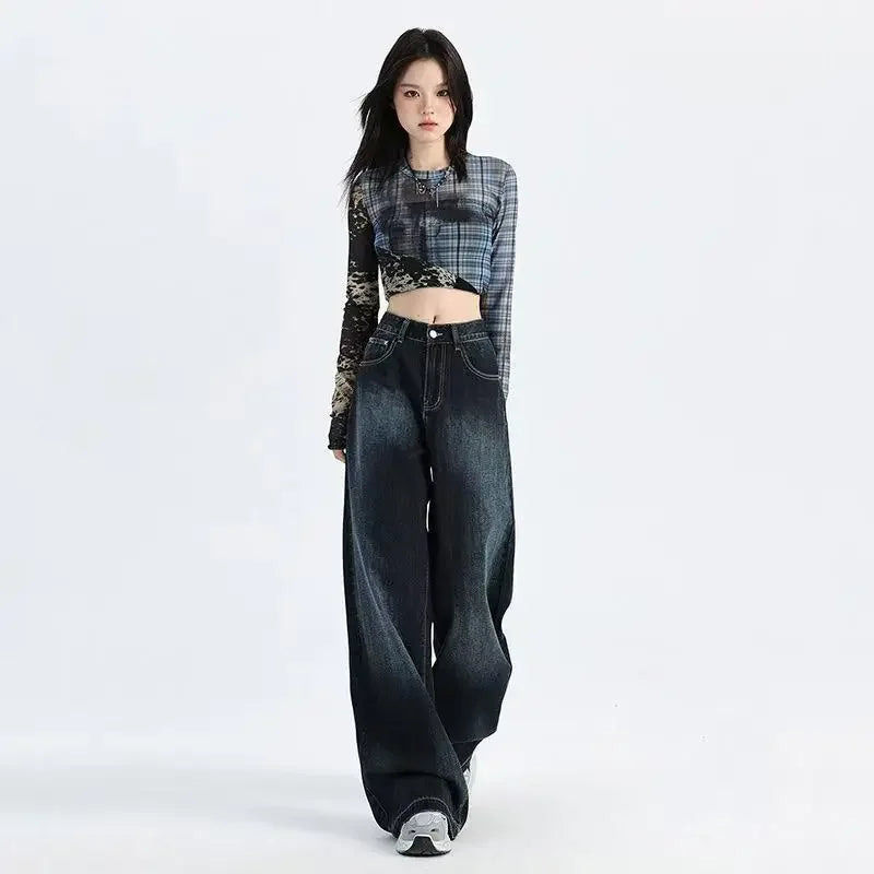 Vintage Baggy High Waist Jeans Women Y2K Wide Leg Oversized Harajuku Popular Fashion Autumn Streetwear Men Jeans Pants