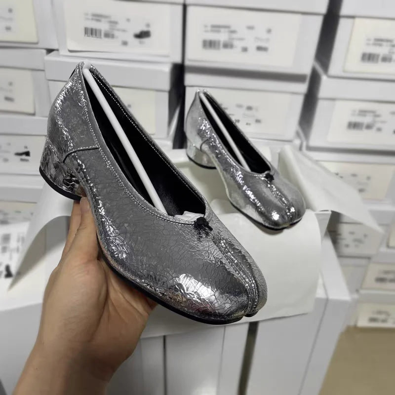 2025 New Women Pumps Fashion Split Toe Shoes Woman Luxury Brand Design Women Caucal Shoes Ins Style Elegant High Heels Female