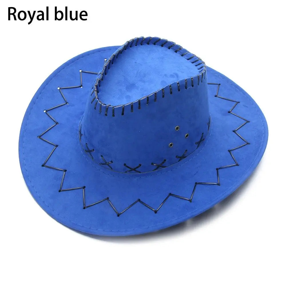 Vintage Wide Brim Cowboy Hat Women Men Dress Dance Party Stage Performance Jazz Cap Panama Fedora Hat