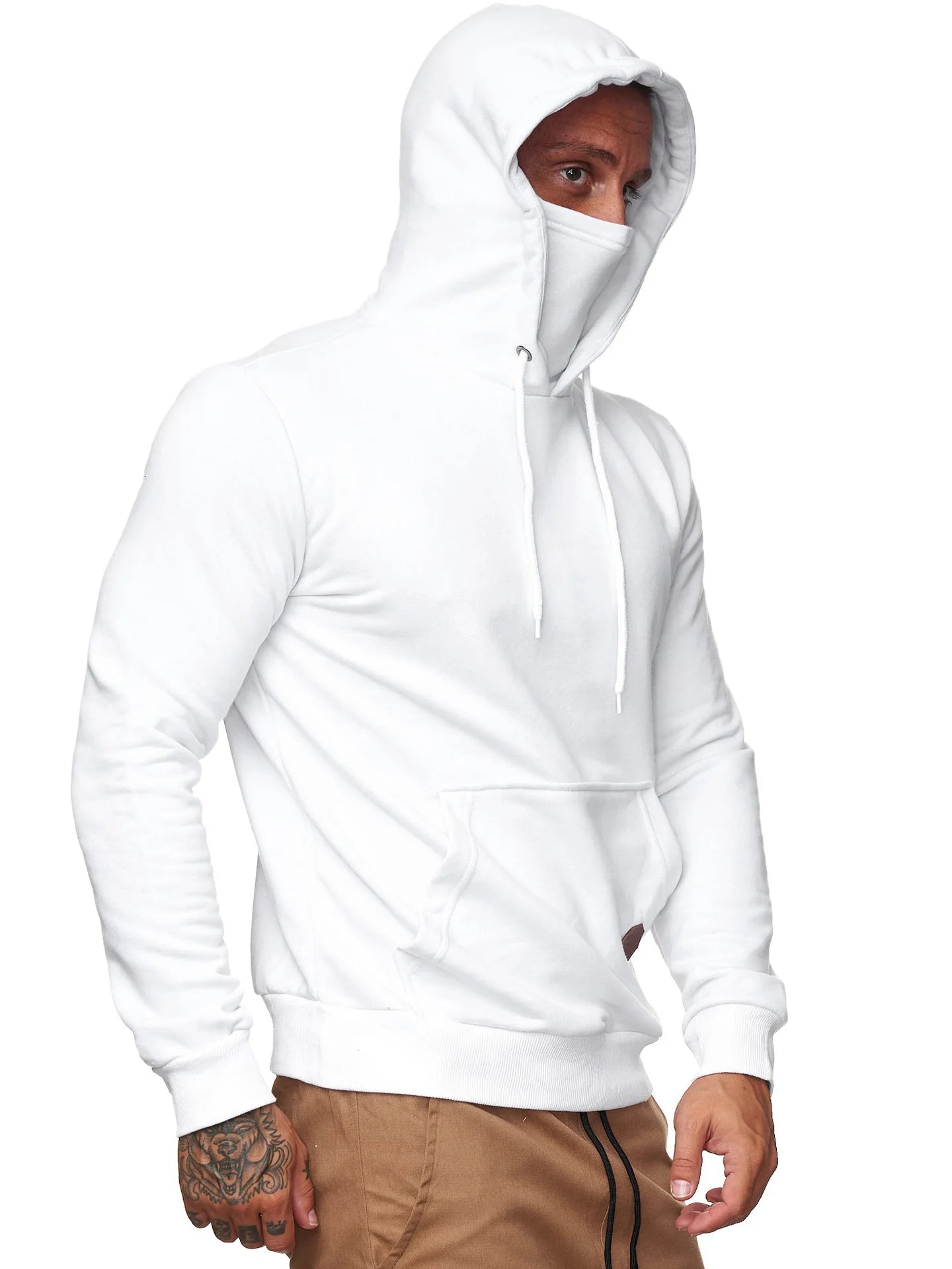 Hoodies Sweatshirts Men's Slim Hooded Sweatshirt with Mask Large Pocket Long Sleeve Pullover Men Tops Cosplay Clothing