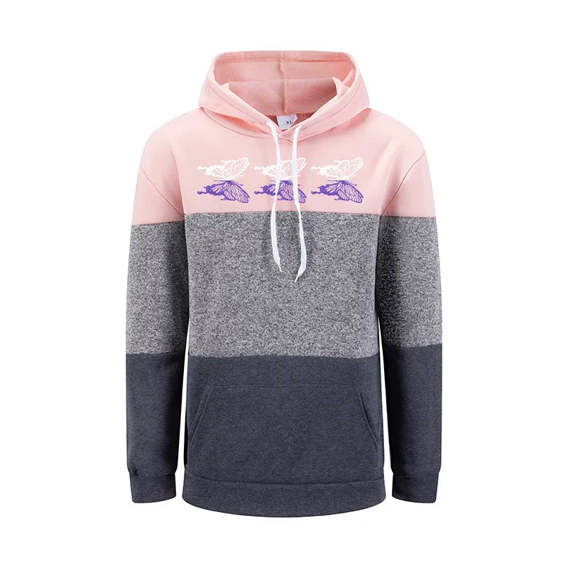 Hoodies Women Ethnic Style Printing Splicing Sweatshirts Quality Pullover Daily Casual Comfort Woman Clothing New Street Tops