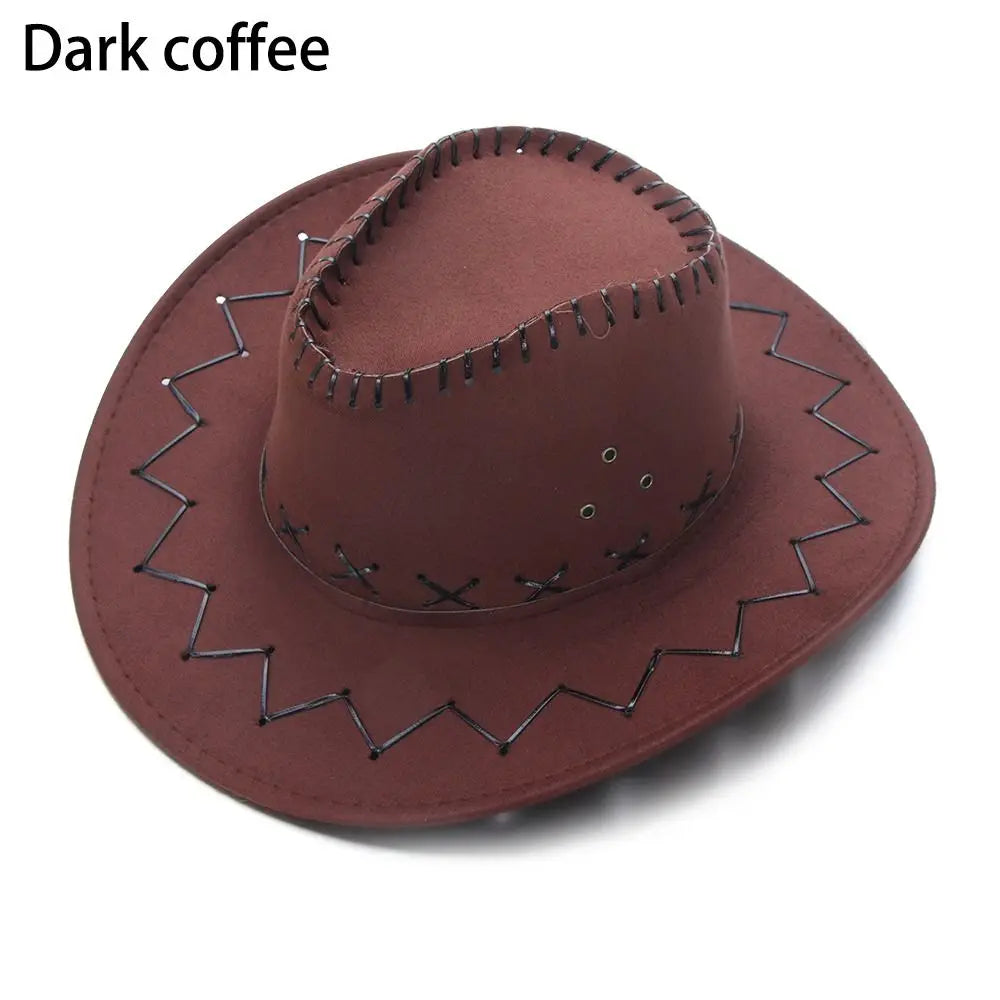 Vintage Wide Brim Cowboy Hat Women Men Dress Dance Party Stage Performance Jazz Cap Panama Fedora Hat