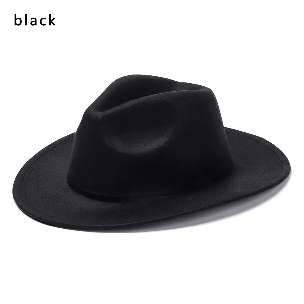 Vintage Wide Brim Cowboy Hat Women Men Dress Dance Party Stage Performance Jazz Cap Panama Fedora Hat