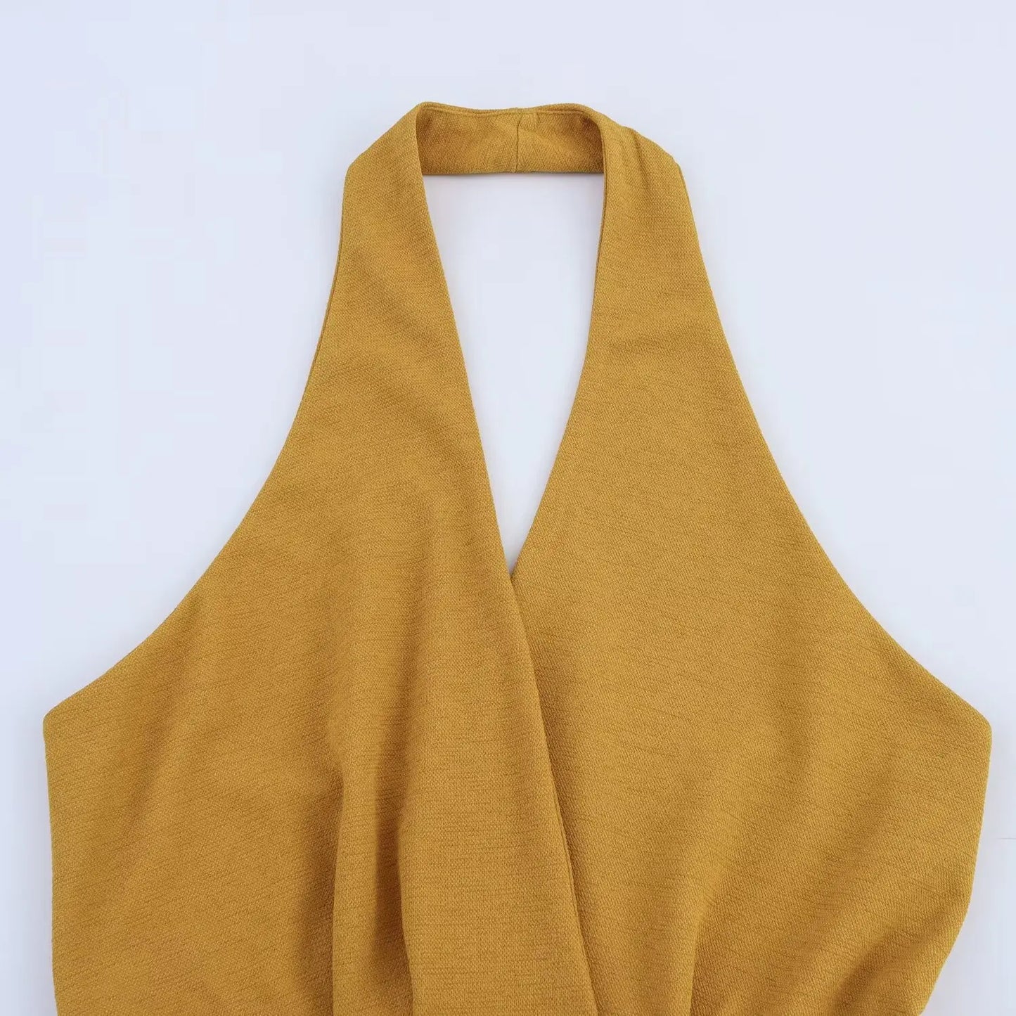 Slimming Waistline Empire Waist Dress Sexy Backless Neck Hanging Long Skirt Fashionable V-neck Sleeveless Ankle-length Dress