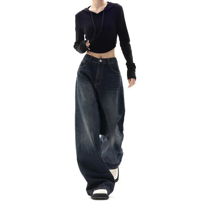 Vintage Baggy High Waist Jeans Women Y2K Wide Leg Oversized Harajuku Popular Fashion Autumn Streetwear Men Jeans Pants