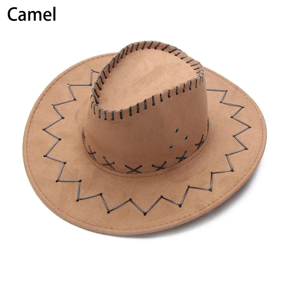 Vintage Wide Brim Cowboy Hat Women Men Dress Dance Party Stage Performance Jazz Cap Panama Fedora Hat