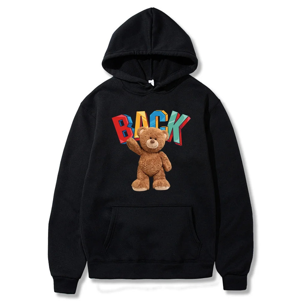 Hoodies Fashion Men Women Top Cute Bear Print Long Sleeve Sweatshirt Casual Loose Blouse Harajuku Pullover All-match Streetwear