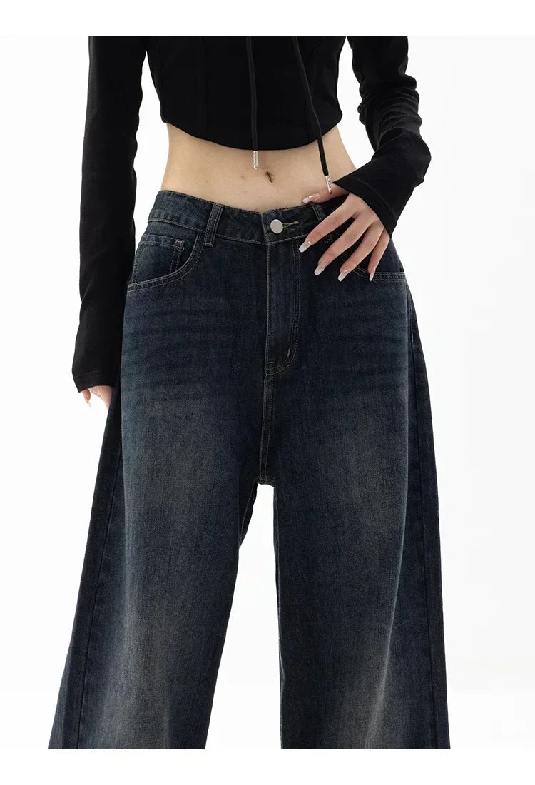 Vintage Baggy High Waist Jeans Women Y2K Wide Leg Oversized Harajuku Popular Fashion Autumn Streetwear Men Jeans Pants