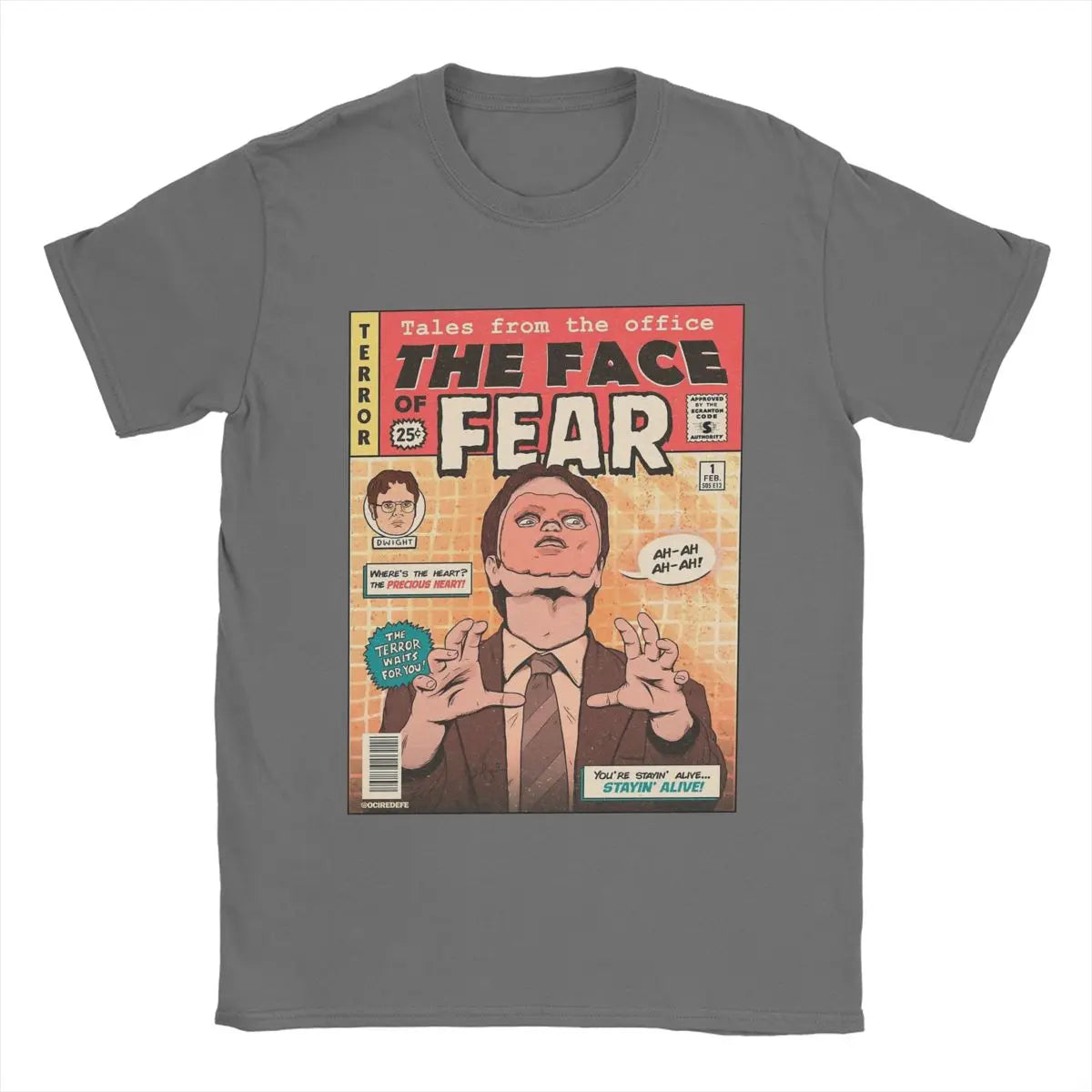Men T-Shirts The Office Face Fear Dwight Fun Pure Cotton Tees Short Sleeve T Shirt Round Collar Clothes New Arrival