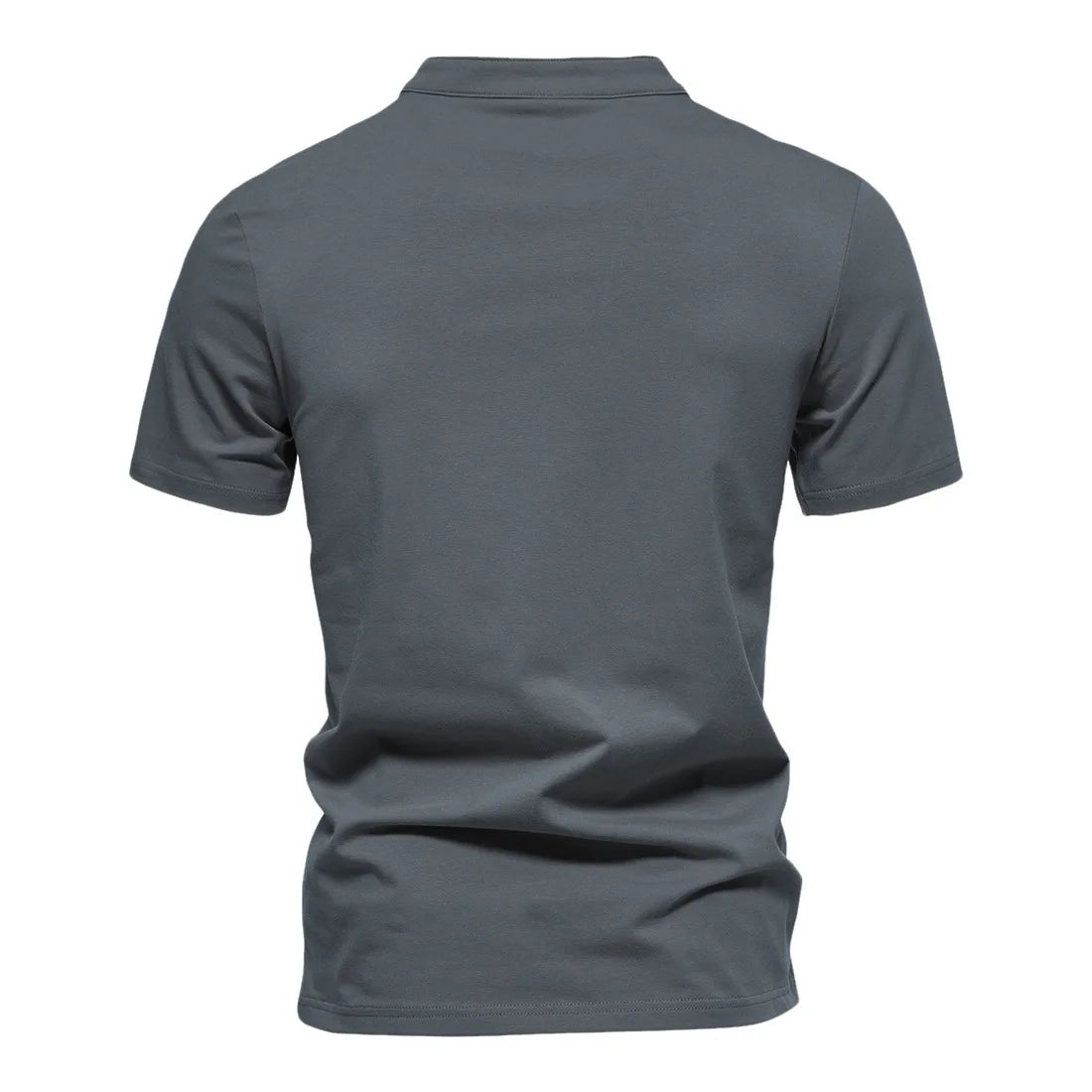Man Summer T-shirts Short Sleeve Tops Tees Shirts Stand V Collar Solid Hot Sale T shirt Henry Tshirts