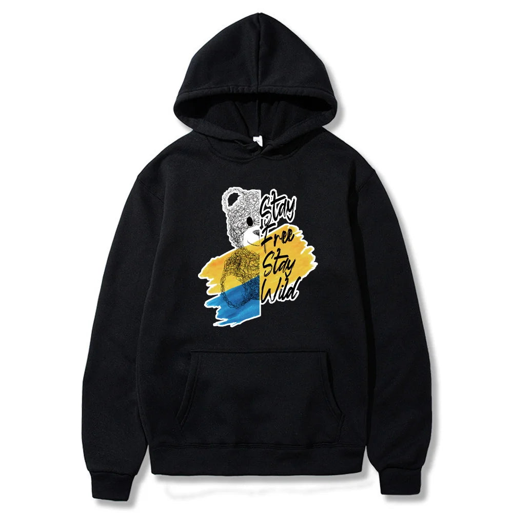 Hoodies Fashion Men Women Top Cute Bear Print Long Sleeve Sweatshirt Casual Loose Blouse Harajuku Pullover All-match Streetwear