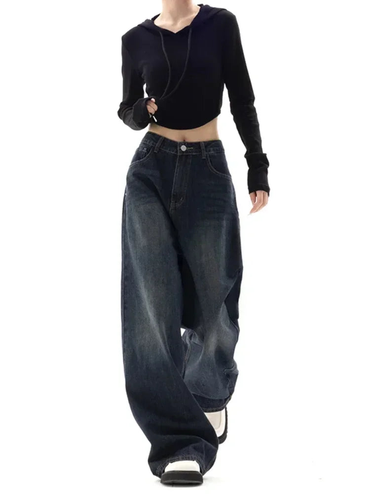 Vintage Baggy High Waist Jeans Women Y2K Wide Leg Oversized Harajuku Popular Fashion Autumn Streetwear Men Jeans Pants