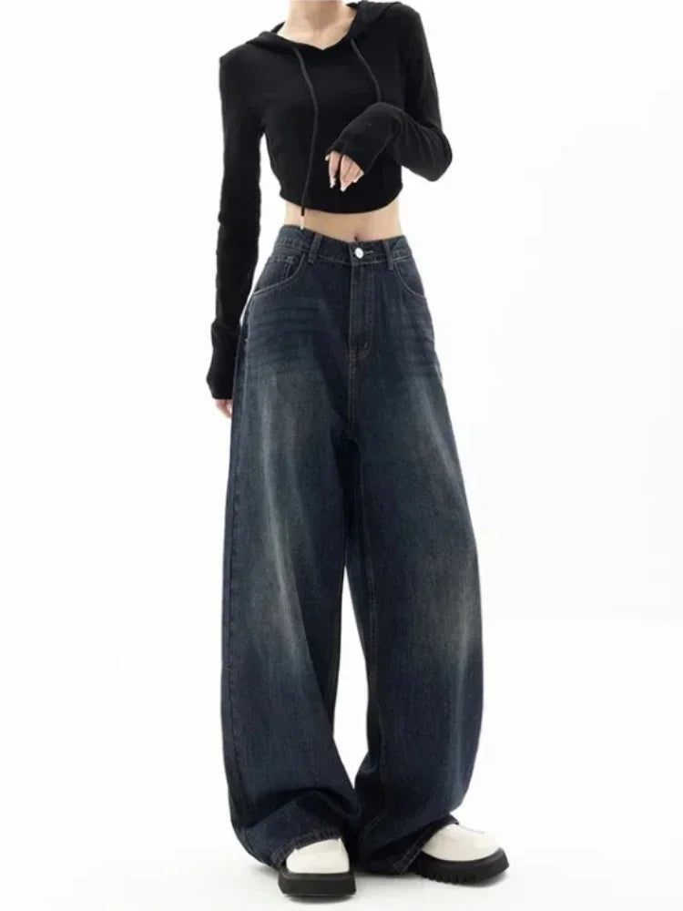 Vintage Baggy High Waist Jeans Women Y2K Wide Leg Oversized Harajuku Popular Fashion Autumn Streetwear Men Jeans Pants