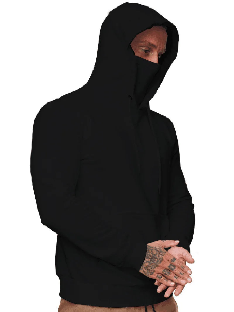 Hoodies Sweatshirts Men's Slim Hooded Sweatshirt with Mask Large Pocket Long Sleeve Pullover Men Tops Cosplay Clothing