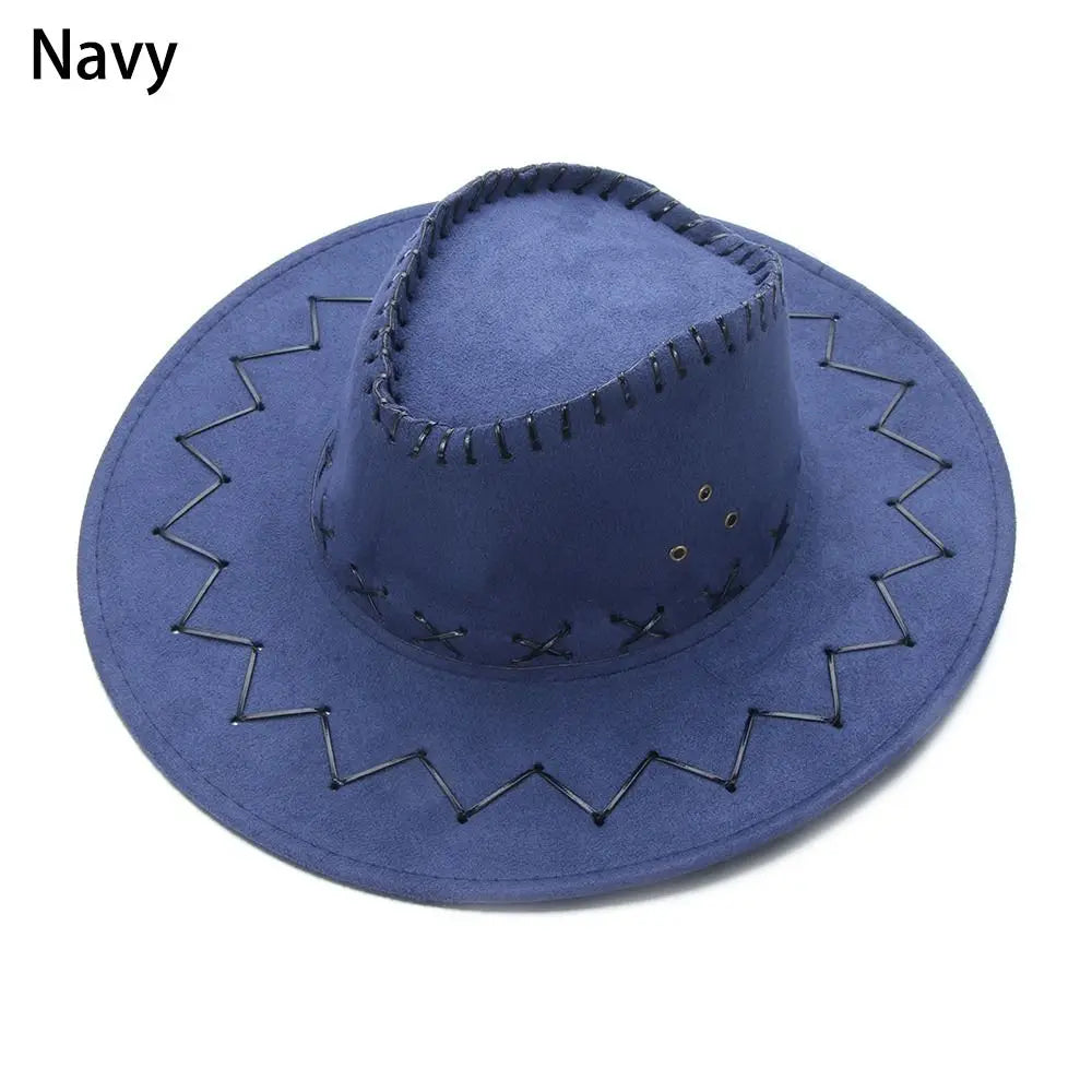 Vintage Wide Brim Cowboy Hat Women Men Dress Dance Party Stage Performance Jazz Cap Panama Fedora Hat