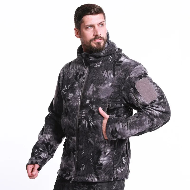Hiking Jackets Windproof Thermal Hunting Clothes Fleece Windbreaker Winter Softshell Jacket Men Tactical Suit Military Camping