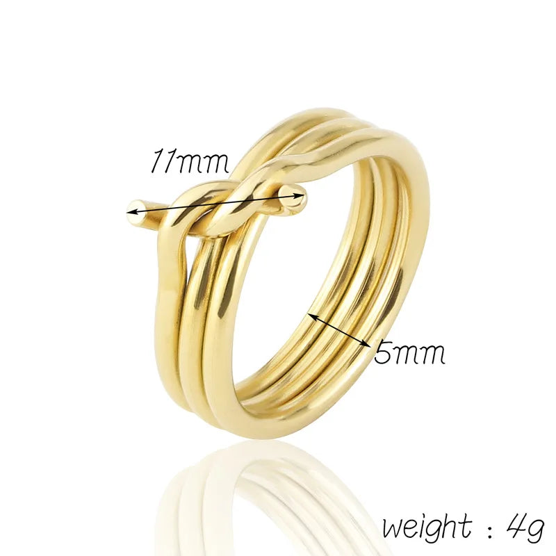 Three Circles Knot shape Rings For Women Titanium Steel Gold Color Ring Fashion Jewelry wholesale Friend Gifts Anillos Mujer