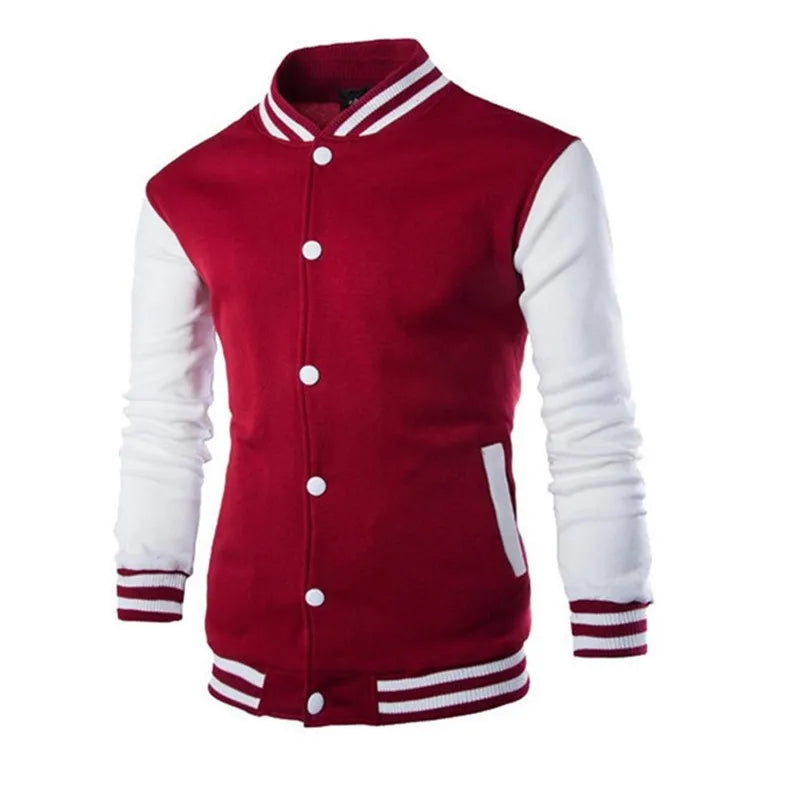 Hoodies Men Baseball Jacket Men Fashion Design Wine Red Mens Slim Fit College Varsity Jacket Men Harajuku Boy Sweatshirt