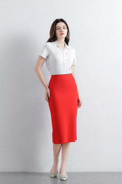 Women Elegant OL Bodycon Skirts Office Faldas Saia Work Slim Fit Jupe Autumn Fashion High Waist Solid Knee-length Skirt