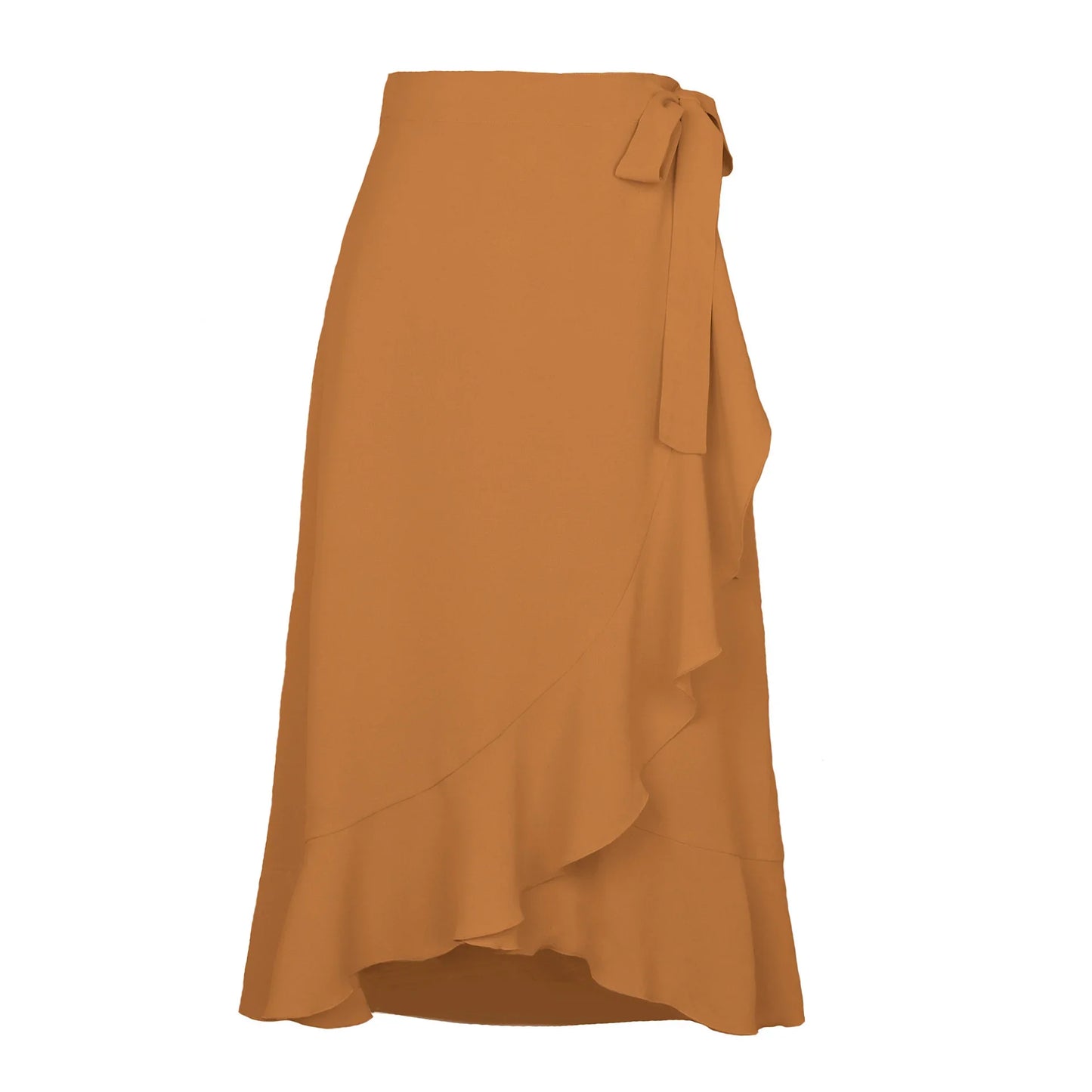 Long Skirts For Womens 2025 Summer Fashion Lace Up Ruffles Solid Color High Waist Bodycon Skirt Female Casual Chiffon Skirt