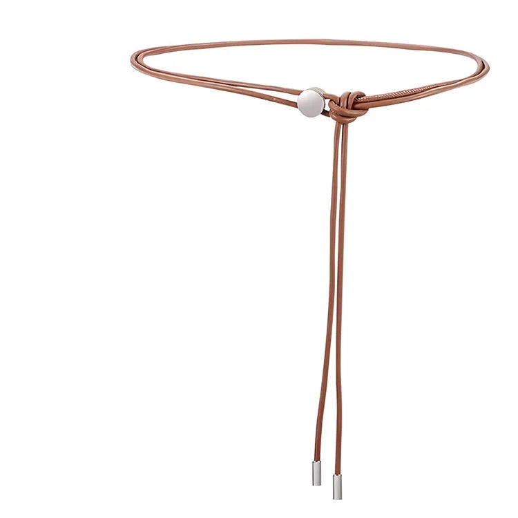 New Soft Knotted Thin Waistband for Women's Dress with Simple and Versatile Belt Decoration, Waist Rope with Dress Leather Rope