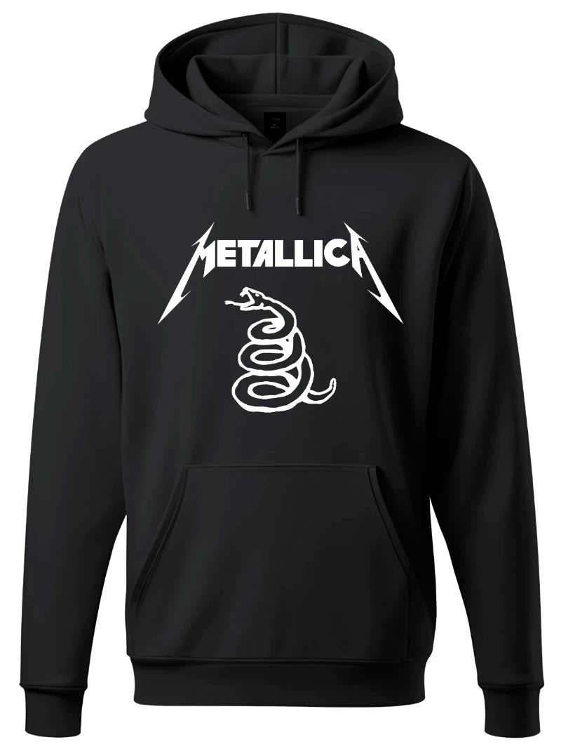 HOODIE CON CAPPUCCIO HEAVY METAL ROCK BAND MUSIC Autumn Winter Casual Thick Cotton Men's Top Solid Color Hoodies Sweatshirt