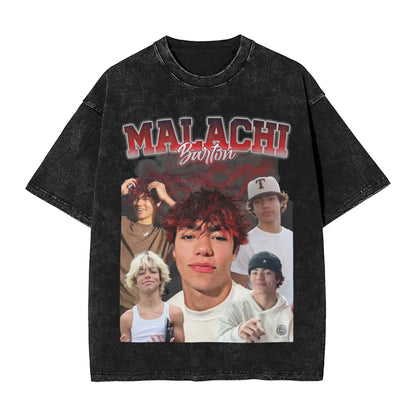 Washed T Shirt Malachi Barton Hip Hop Retro T-Shirts Oversize  Streetwear 100% Cotton Graphic Printed Tops Tops Tees Men Women