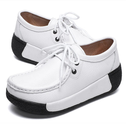 Women Platform Shoes Sneakers Fashion Leather Casual Flats Shoes Comfortable Thick Bottom Vulcanize Shoes Female Loafers Shoes