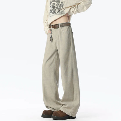 Men's High Street Style Elastic Waist Jeans Floor-Length Loose Fit Spring New Arrival Fashionable Casual Men's Denim Pants