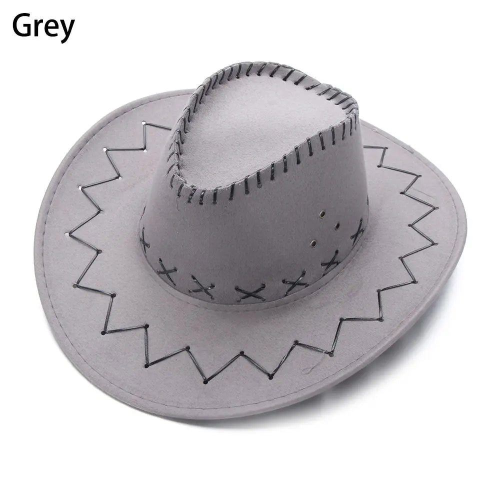Vintage Wide Brim Cowboy Hat Women Men Dress Dance Party Stage Performance Jazz Cap Panama Fedora Hat