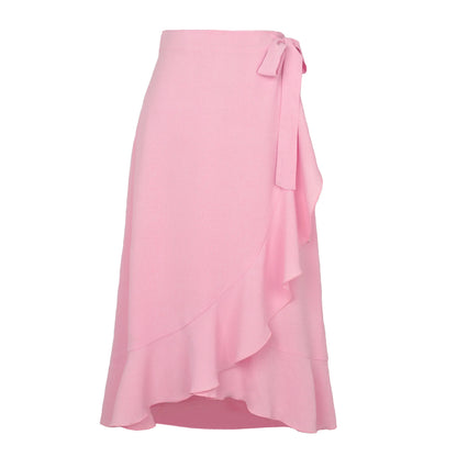 Long Skirts For Womens 2025 Summer Fashion Lace Up Ruffles Solid Color High Waist Bodycon Skirt Female Casual Chiffon Skirt