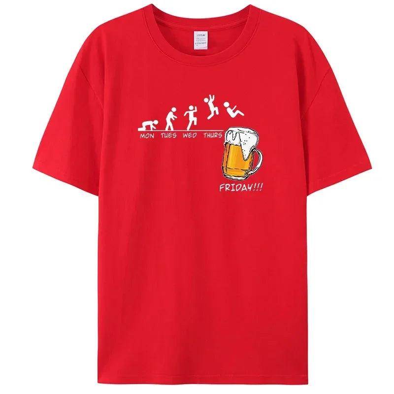 Men's Brand T-shirts Friday Beer Print  Funny Graphic Hip Hop Summer Men Tshirts Streetwear Cotton Harajuku T-Shirt Short Sleeve