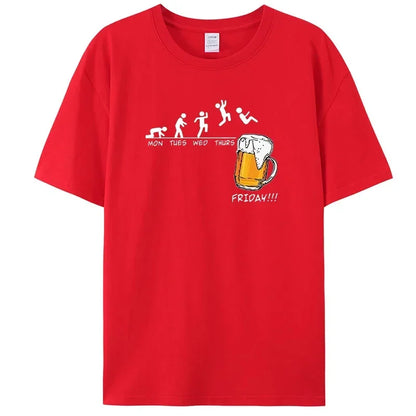 Men's Brand T-shirts Friday Beer Print  Funny Graphic Hip Hop Summer Men Tshirts Streetwear Cotton Harajuku T-Shirt Short Sleeve