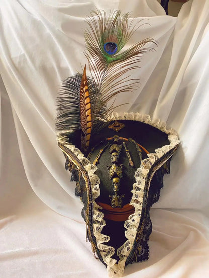 Pirate Hat Retro Gothic Countess Pearl Triangle Hat Women Halloween CosPlay Pirate Feather Hat Costume Accessories Props New