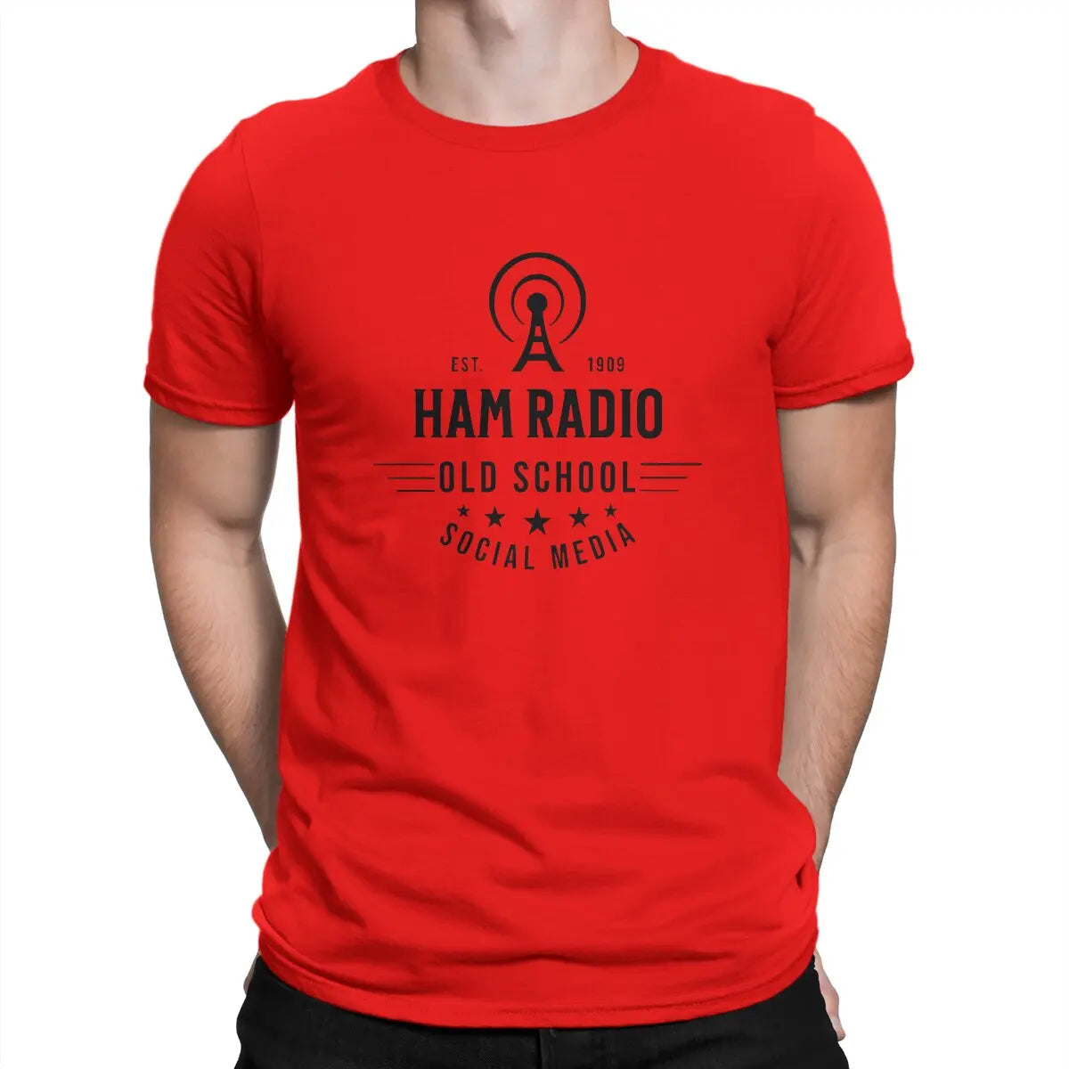 OLD School T-Shirts for Men Ham Radio Operator Funny 100% Cotton Tees O Neck Short Sleeve T Shirts Graphic Tops