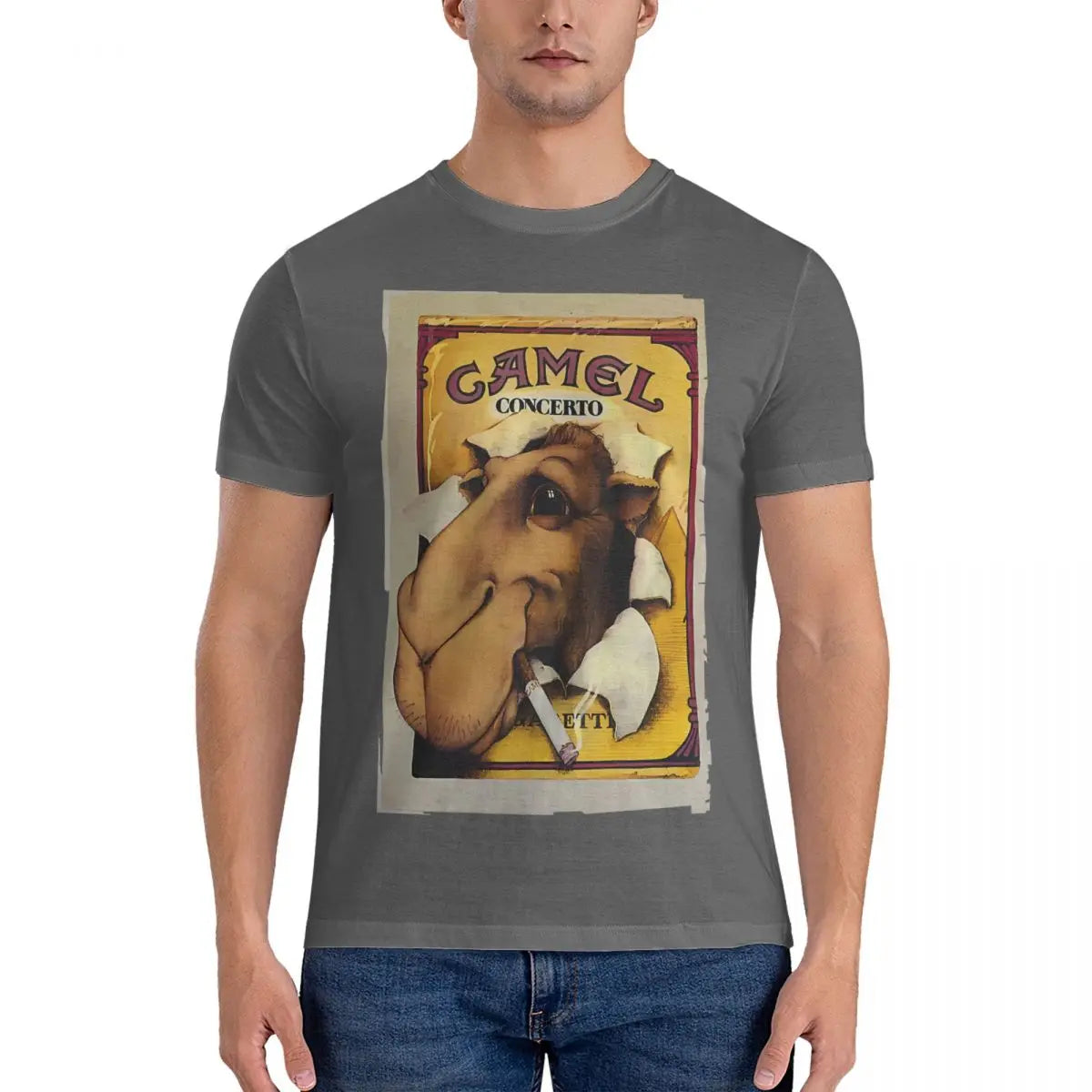 Men's T-Shirts Cigarettes New Humor Cotton Tee Shirt Short Sleeve Camel T Shirts Crewneck Tops Birthday Present