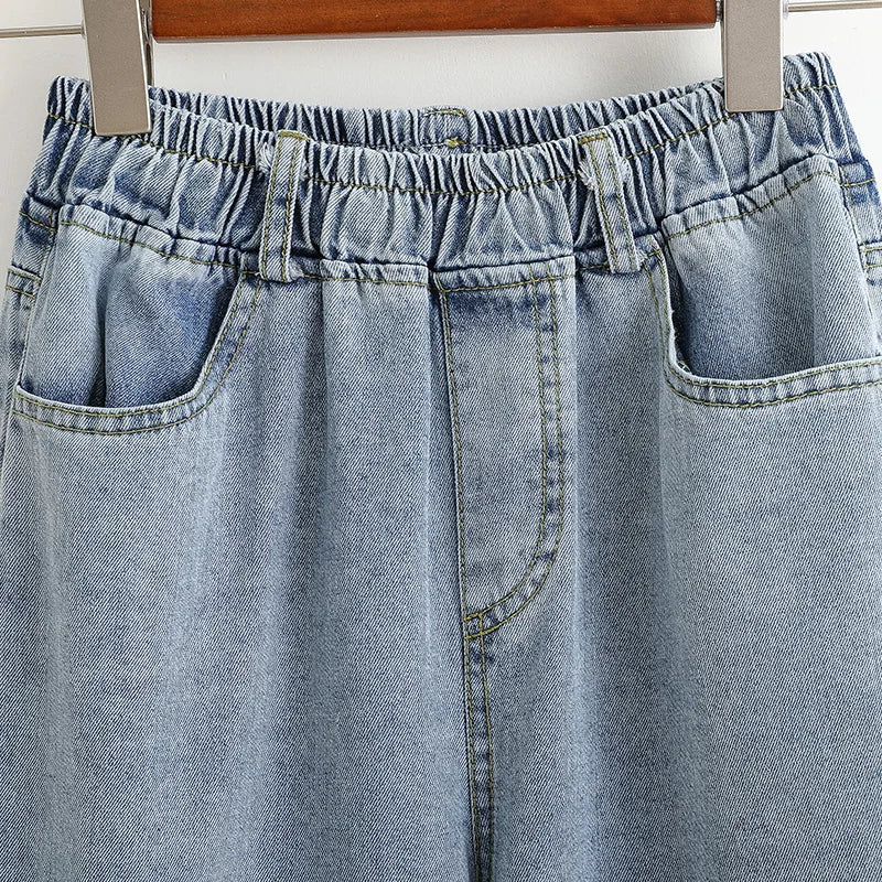 2025 Plus Size Hight Waist Wide Leg Jeans Spring Fall Casual Oversize Denim Pants Women Korean Streetwear Washed Pants