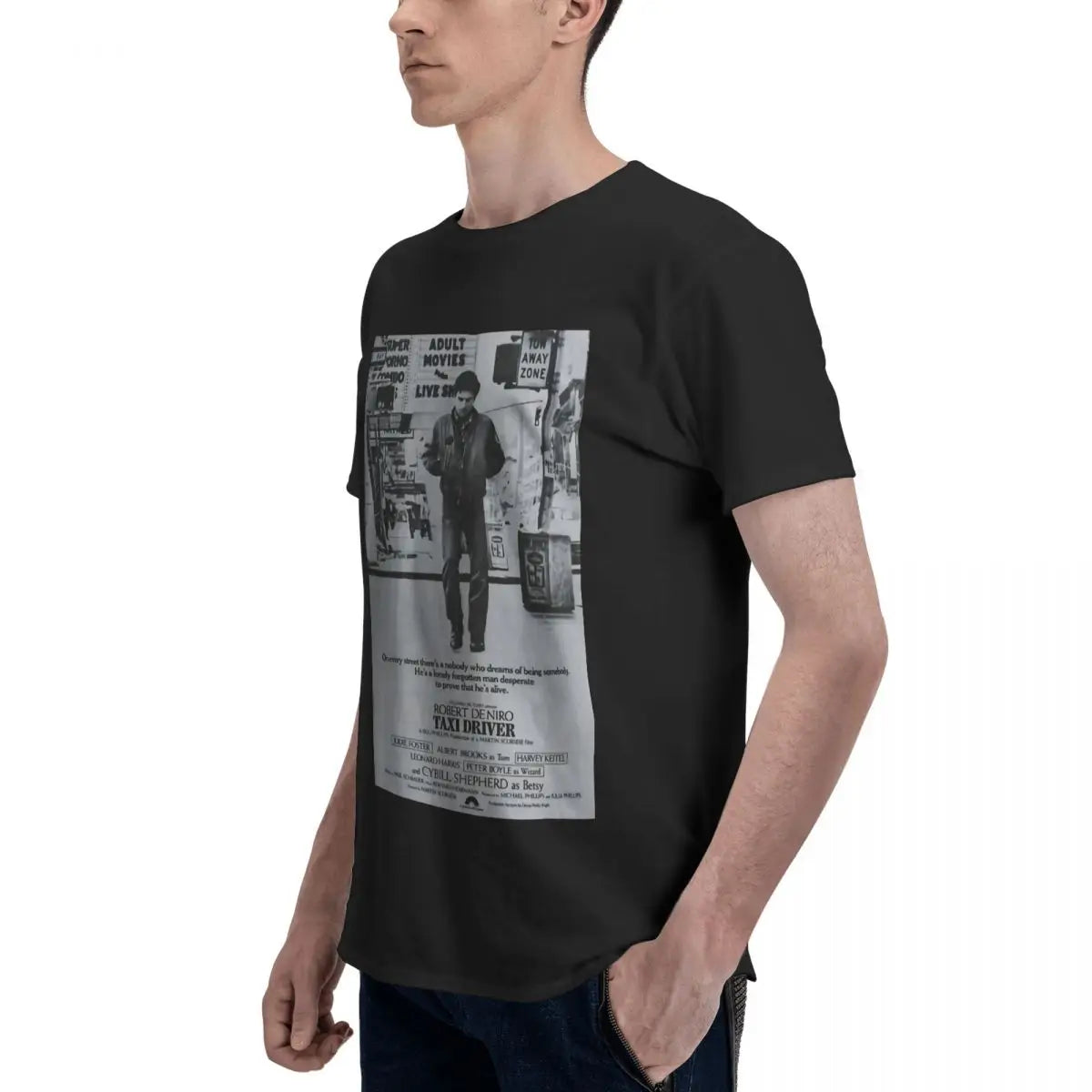 Men's T-Shirts Taxi Driver Poster Humorous Pure Cotton Tees Short Sleeve Robert De Niro T Shirts Crew Neck Tops Original