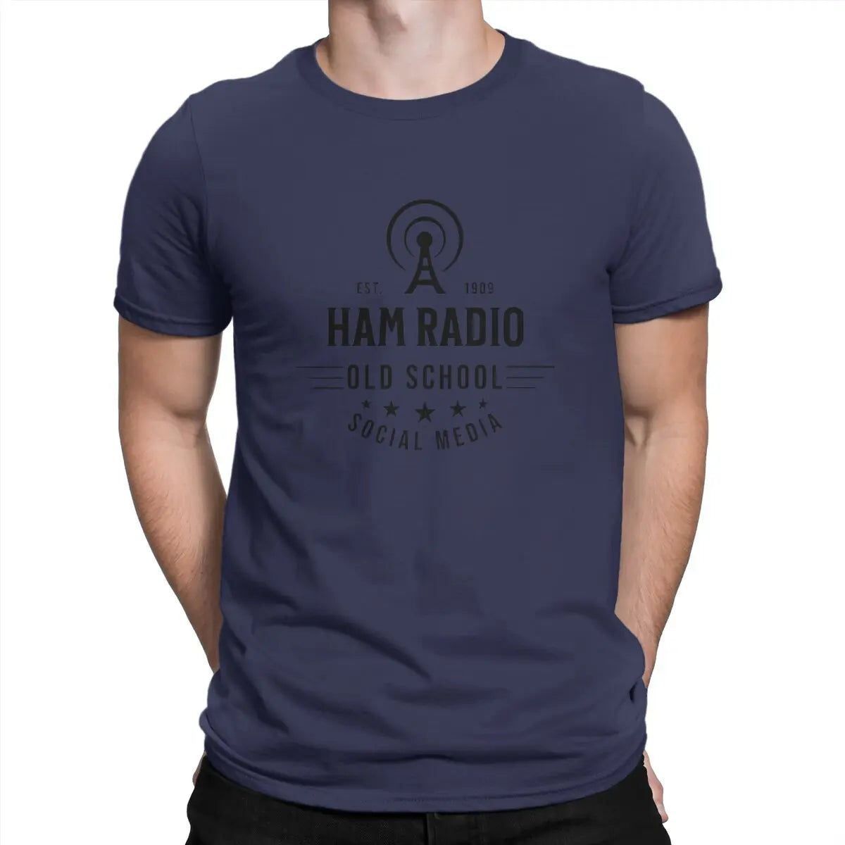 OLD School T-Shirts for Men Ham Radio Operator Funny 100% Cotton Tees O Neck Short Sleeve T Shirts Graphic Tops