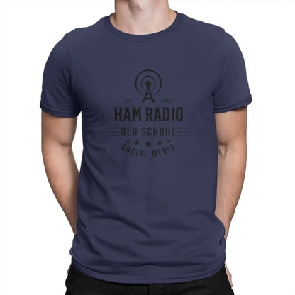 OLD School T-Shirts for Men Ham Radio Operator Funny 100% Cotton Tees O Neck Short Sleeve T Shirts Graphic Tops
