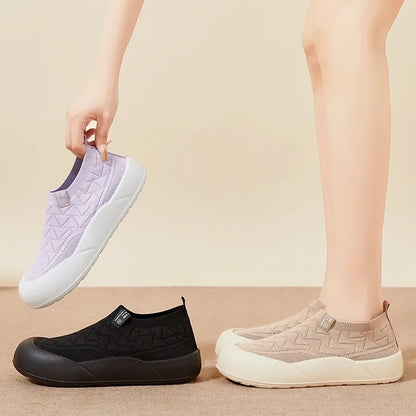 Women's Comfort Mother Shoes Soft PU Sole Breathable Lightweight Casual Walking Shoes Thick Cushion Non-Slip Fashion