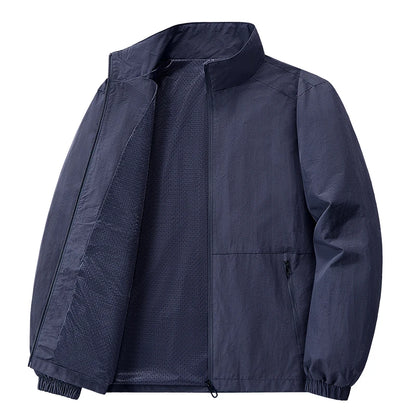 Men's Spring-Autumn Jackets: Breathable, with Pockets, Versatile, Suitable for Outdoor Activities, Stand-up Collar, Casual Style
