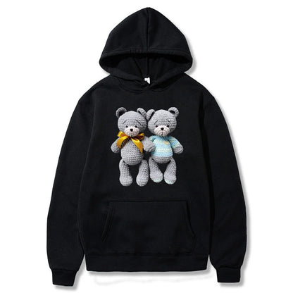 Hoodies Fashion Men Women Top Cute Bear Print Long Sleeve Sweatshirt Casual Loose Blouse Harajuku Pullover All-match Streetwear