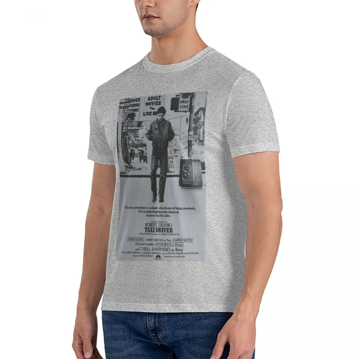 Men's T-Shirts Taxi Driver Poster Humorous Pure Cotton Tees Short Sleeve Robert De Niro T Shirts Crew Neck Tops Original