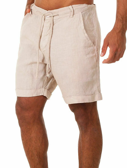 Men's Shorts in Summer New Button Drawstring Fashionable Street Simple Pocket Basic Versatile Casual Five-point Pants