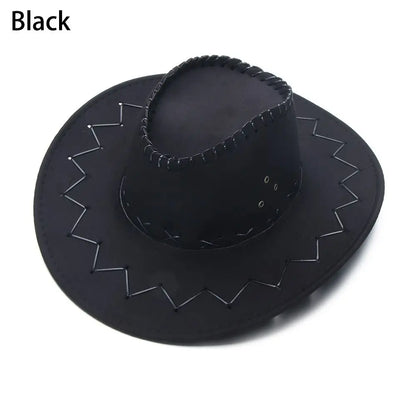 Vintage Wide Brim Cowboy Hat Women Men Dress Dance Party Stage Performance Jazz Cap Panama Fedora Hat