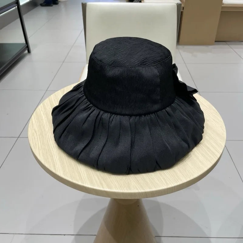 Hat for Women D Series Fisherman Hat New Fashionable  Pleated Design Big Bow Neat Shape Exquisite Design Super Attractive Top