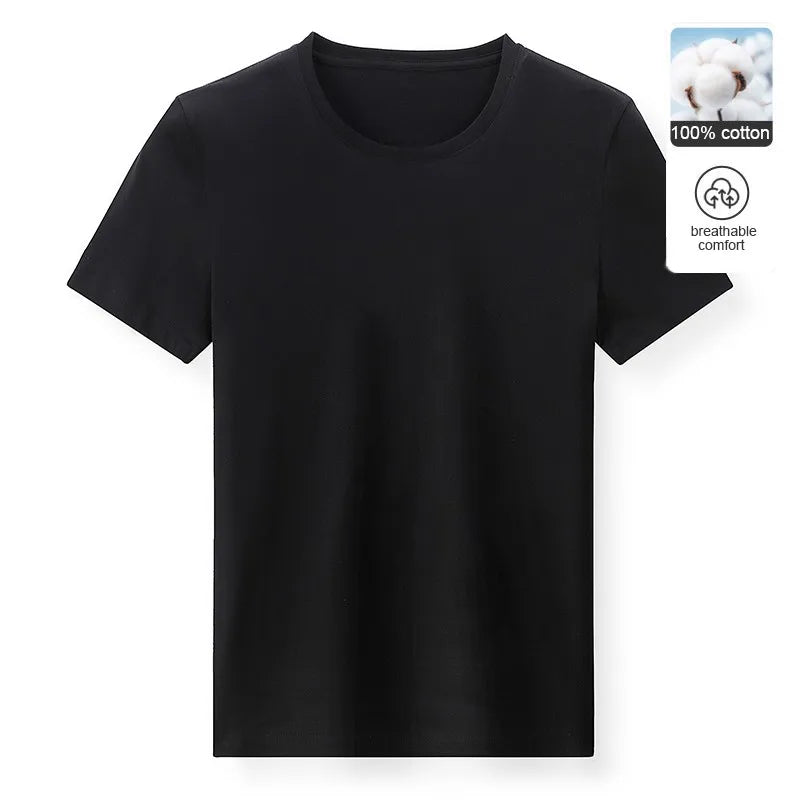Man t Shirts 100 % Cotton High Quality New Summer Brand Tops Classic Plain Round Neck Short Sleeve Casual Fashion Men Clothes